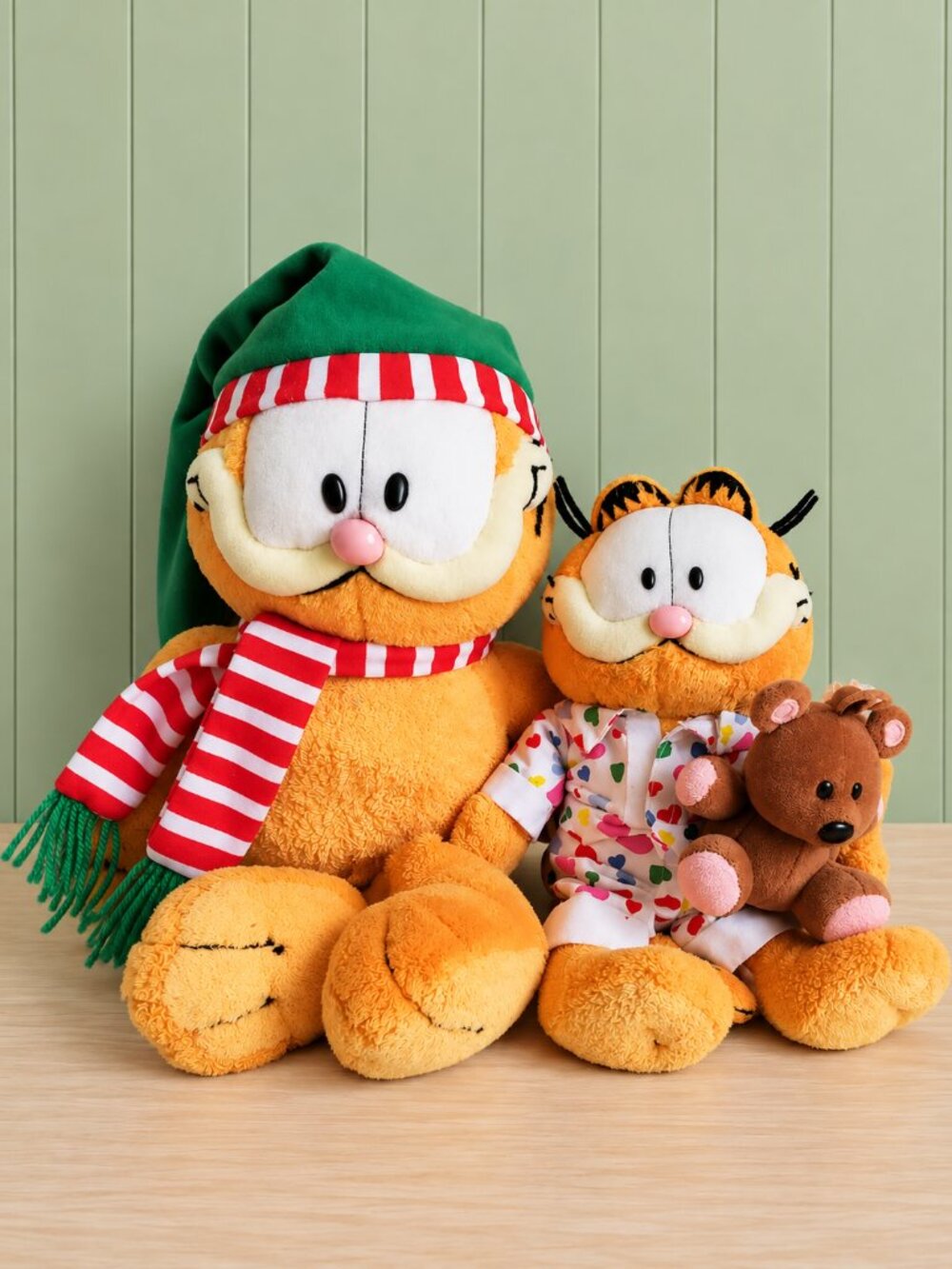 TY Garfield Plush Lot 2 Season's Greetings Goodnight Pooky Beanie Christmas
